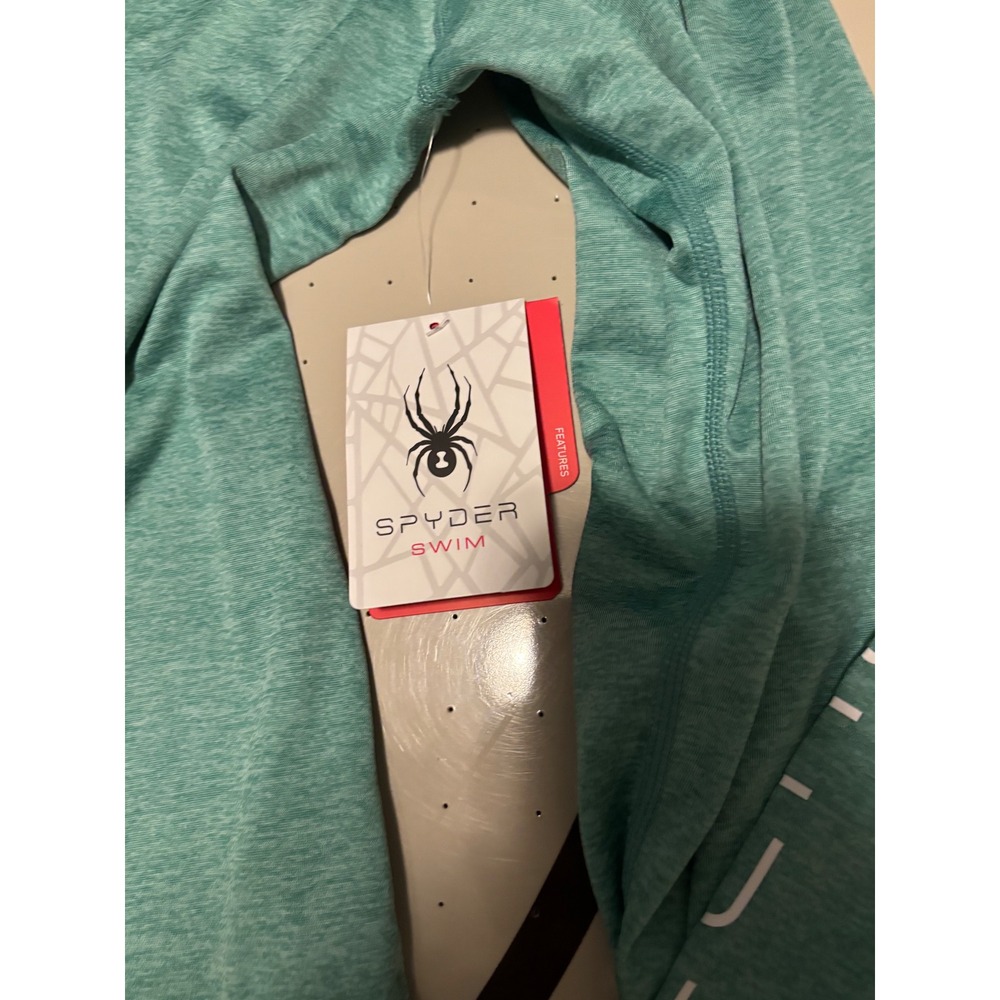 346 Spyder Swim Mens Rash Guard Hoodie UPF 50+ Heather Green - Picture 6 of 6